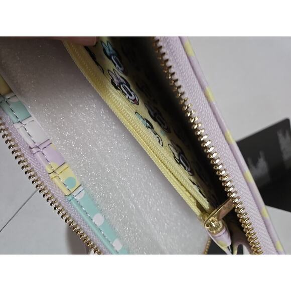 Loungefly Disney Minnie Mouse Polka Dot Wallet Pastel Zip Around With Bow Accent - Picture 11 of 11